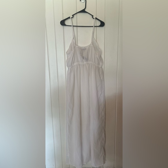 Boohoo Beach, White Ruffle Maxi Dress, Sheer Cover-up, NWT, Size L - Picture 6 of 7
